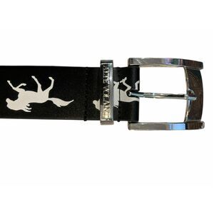 Alte Volant Black Running Horse Belt Equestrian Rodeo Cowboy Silver Buckle 43